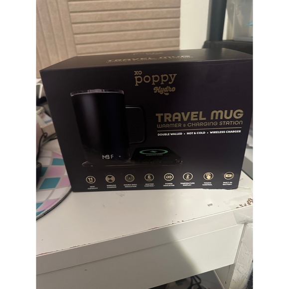 XO Poppy Hydro Travel Mug Warmer & Charging Station Double Wall Hot & Cold New - Picture 1 of 7